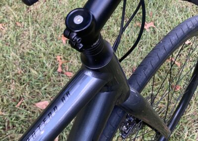 A close up of the handlebar of a bike.